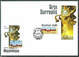 MOZAMBIQUE 2014  SURREALISM RENE MAGRITTE  SOUVENIR SHEET  FIRST DAY COVER