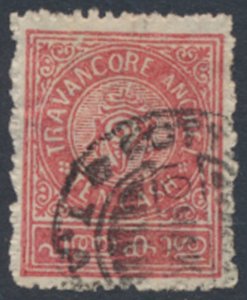 India Travancore  SC# 23 *   SG 37c Used wmk c  sideways      see details & s...