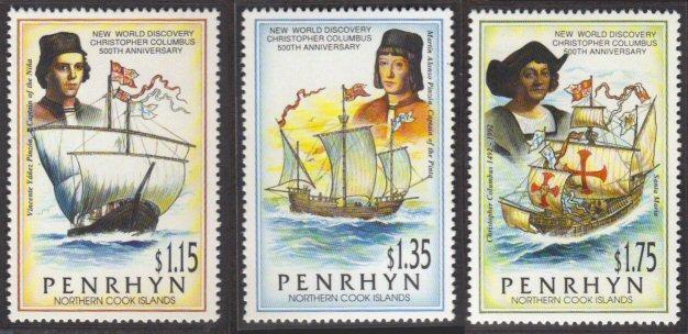 Penrhyn #416-18 cpl MNH ships Columbus