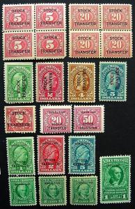 USA, 16 different Mint Stock Transfers