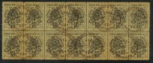 HONDURAS 1897 10c Black Documentary Tax Revenue w Control Handstamp BLOCK 14 MNH