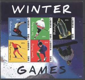 A0995 2014 Liberia Sport Winter Games Olympic Games Kb Mnh