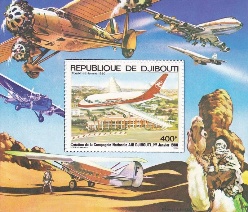 Dijibouti # C132, Aircraft Souvenir Sheet, Mint NH