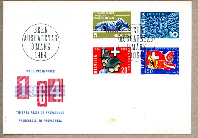 Switzerland FDC Scott 434-437 tunnel water army       (Inv 001518.)