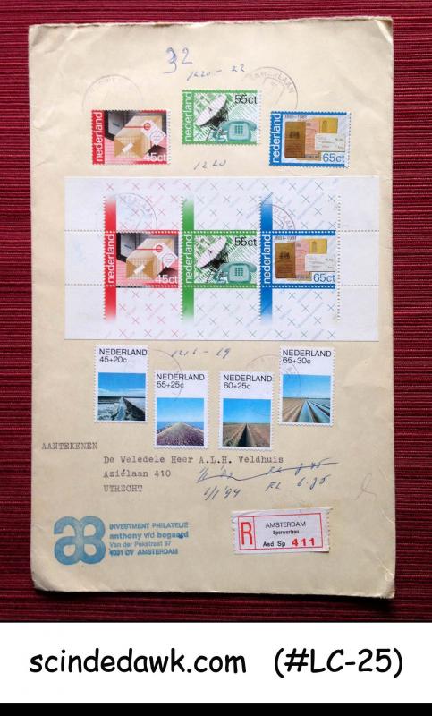 NETHERLAND - 1994 REGISTERED ENVELOPE TO AMSTERDAM WITH 7-STAMPS AND 1-M/S