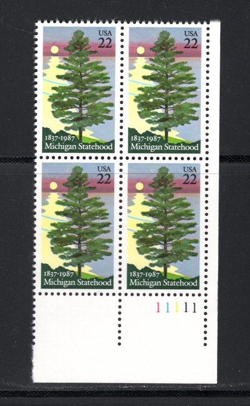 US #2246,  Plate # Block, VF, MNH, Michigan, CV $2.25 ..... 6785909