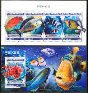 Mozambique 2018 Marine Life Fishes II sheet + S/S MNH