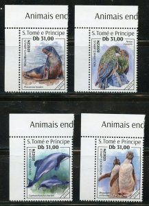 SAO TOME 2020 NEW ZEALAND INDIGENOUS ANIMALS PENGUIN SEAL SET MINT NH