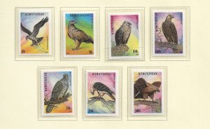 KYRGYZSTAN Sc 80-87 NH PERF&IMPERF SETS+S/S of 1995 - BIRDS - RAPTORS