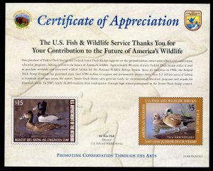 UNITED STATES  2007 DUCK APPRECIATION SOUVENIR CARD MINT NH