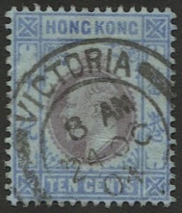 HONG KONG 1903 10c KE Sc 76, Used VF, Victoria cancel