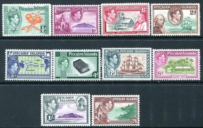 PITCAIRN ISLANDS-1940-51 Set of 10 Values Sg 1-8 LIGHTLY MOUNTED MINT V24470