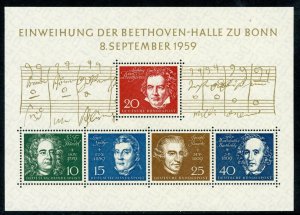 Germany 1959 Bundespost Beethoven Music Sheet Scott #B14 MNH F164