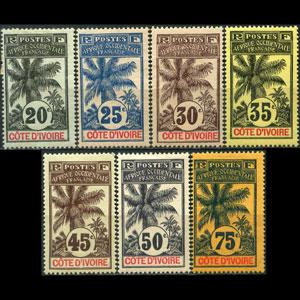 IVORY COAST 1906 - Scott# 26-33 Oil Palm 20-75c LH