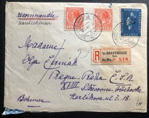 1948 The Hague Netherlands Registered Cover To Prague Czechoslovakia Wax Seal