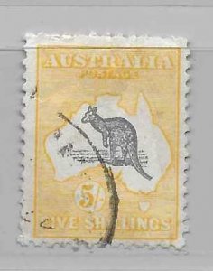 Australia 54 5sh roo single Used, Small tear in upper edge