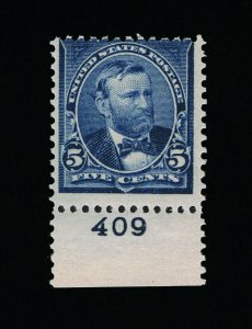 GENUINE SCOTT #281 FINE MINT OG NH 1898 DARK BLUE 5¢ PLATE NUMBER #409 SINGLE