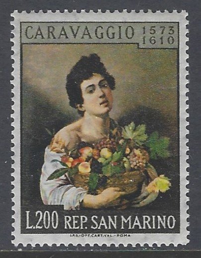 San Marino, Scott #472; 200l Boy with Basket of Fruit, MLH