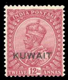 Kuwait #30 Cat$35, 1929 12c claret, lightly hinged