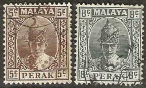 Perak  Sc.  87, 89  used. 1938-1939.  (P367)