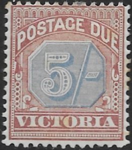 Australia -Victoria J-10 1890  5 sh  fine mint  hinged