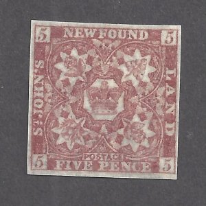 Canada NEWFOUNDLAND # 5a XF MINT NH 5d IMPERFORATE HERALDIC FLOWERS BS27802