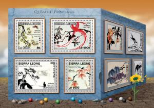 Sierra Leone 2016 MNH Qi Baishi Paintings 4v M/S Birds of Paradise Art Stamps