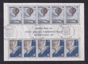 Monaco    #1368a-1369a   used   1983  sheet  Europa  balloon  space shuttle