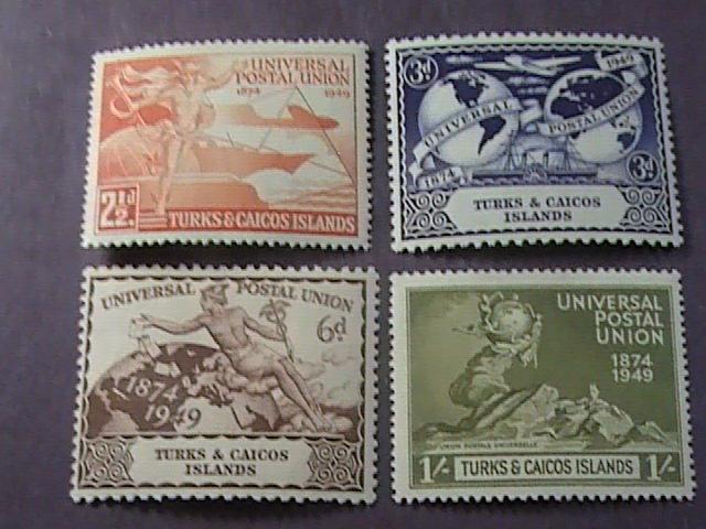 TURKS & CAICOS # 101-104 -MINT/HINGED-COMPLETE SET----UPU----GEOVI----1949