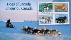 Canada #1220a, Complete Set, Block of 4 in Folder, 1988, Dogs, Never Hinged