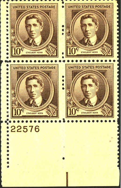 U.S. #883 MINT PL# BLOCK OF 4 OG NH