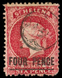MOMEN: ST HELENA SG #13 1864 GOTHIC T SEAL USED LOT #60423