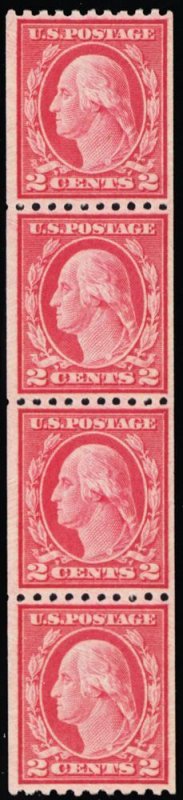 487,  Mint NH 2¢ VF Coil Strip of Four Stamps - Very Fresh! Cat $150.00