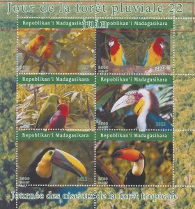 MADAGASCAR - 2022 - Birds of the Forest #2 - Perf 6v Sheet - Mint Never Hinged