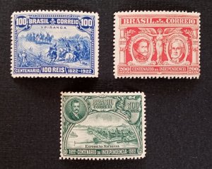 Brazil 1922 stamps set unused hinged with paper marks on back  condition as seen