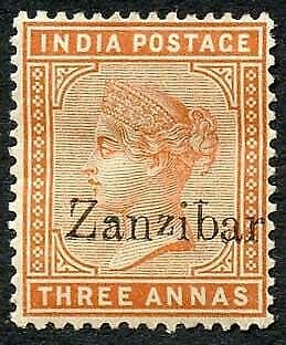 Zanzibar SG10 3a brown-orange Small second Z and inverted Q for B M/M