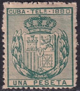 Cuba 1880 telégrafo Ed 49 telegraph MNH** toned gum