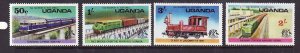 Uganda-Sc#155-8-unused  NH set-Trains-Locomotives-id2-1976-