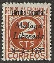 Malaga, Spain, 10L5,  mint,  hinge remnant. 1937. (S1349)