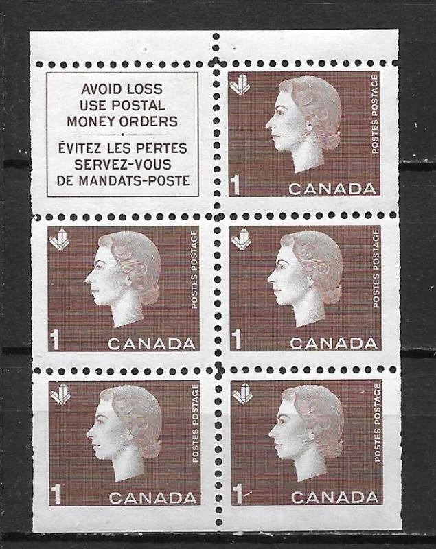 Canada 401a 1962-3 1c Elizabeth MNH Booklet Pane