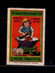 German Advertising Stamp - Mohr's Soap & Powdered Soap - Girl & Elephant