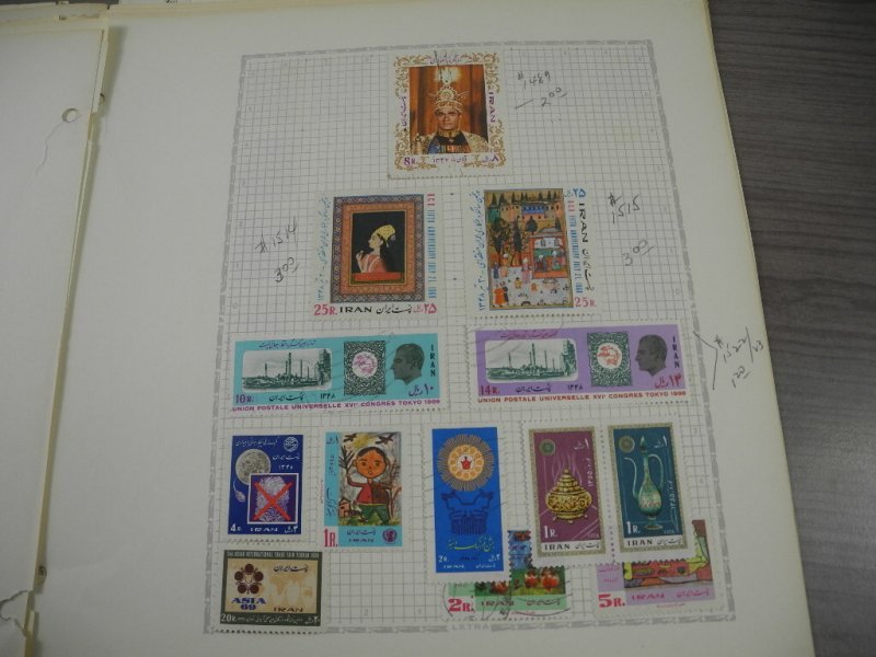 PERSIA, old time assortment of Stamps hinged on remainder/overlapping pages