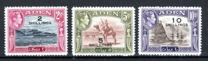 Aden 1951 2s, 5s and 10s surchrge valuues SG 44-46 MLH