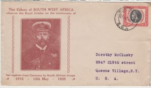 SOUTH WEST AFRICA cover postmarked Windhoek, 31 July 1935 to USA