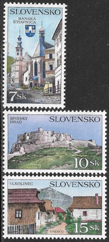 SLOVAKIA 1995 UNESCO World Heritage Sites Set Sc 228-230 MNH