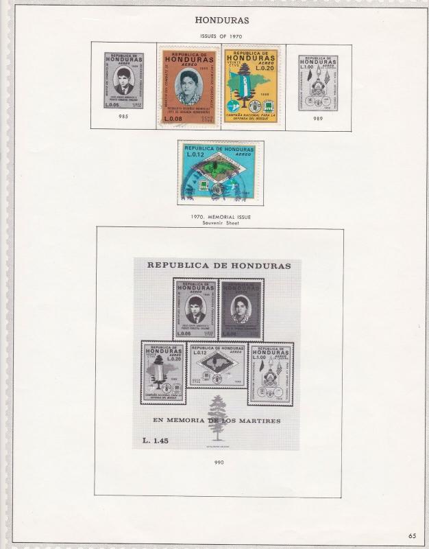 honduras issues of 1970/71 stamps sheet ref 17800