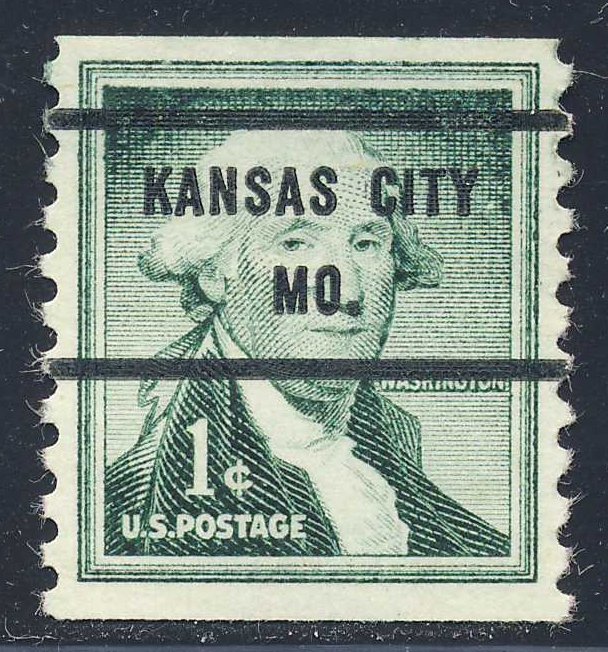 Kansas City MO, 1054-71 Bureau Precancel, 1¢ coil Washington