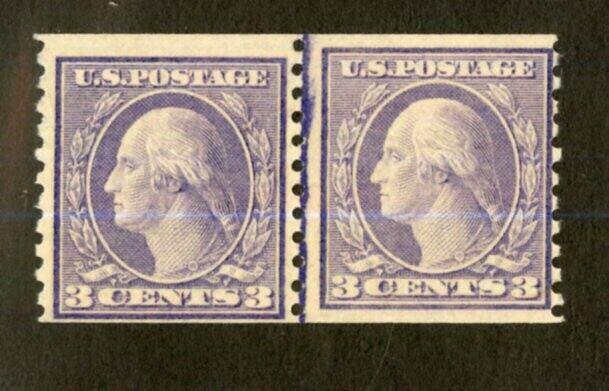 US Stamps # 493 3c Washington FVF OG NH Line Pair Fresh And Scarce