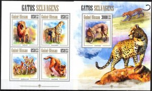 Guinea Bissau 2013 Wild Cats Lions Leopards sheet + S/S MNH