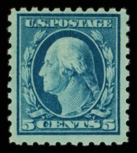 United States #428 Mint ogh fine to very fine   Cat$33 1914, 5¢ blue